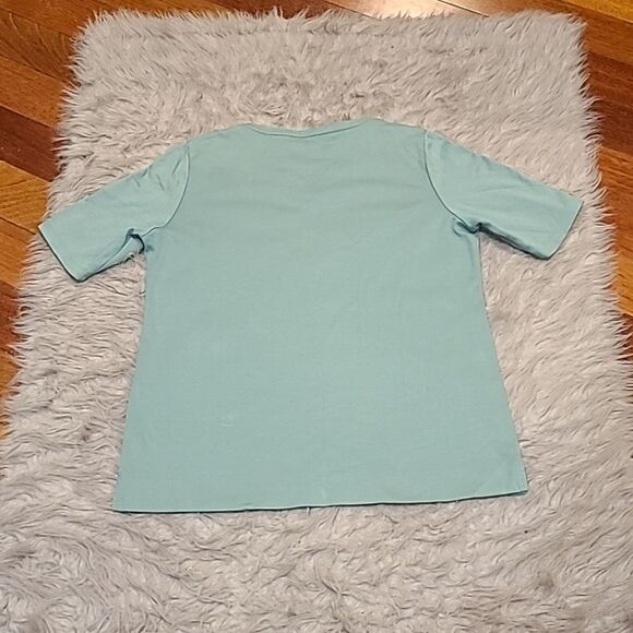 L.L.Bean womens supima cotton light green soft vneck‎ tshirt size small - Picture 4 of 4